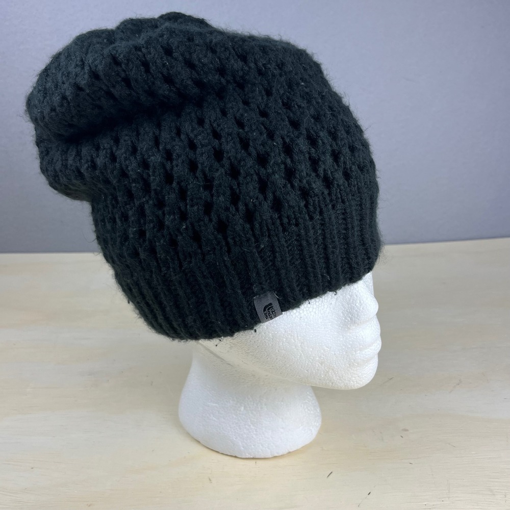 The North Face Black Chunky Knit Slouchy Beanie Hat One Size PY 925541
